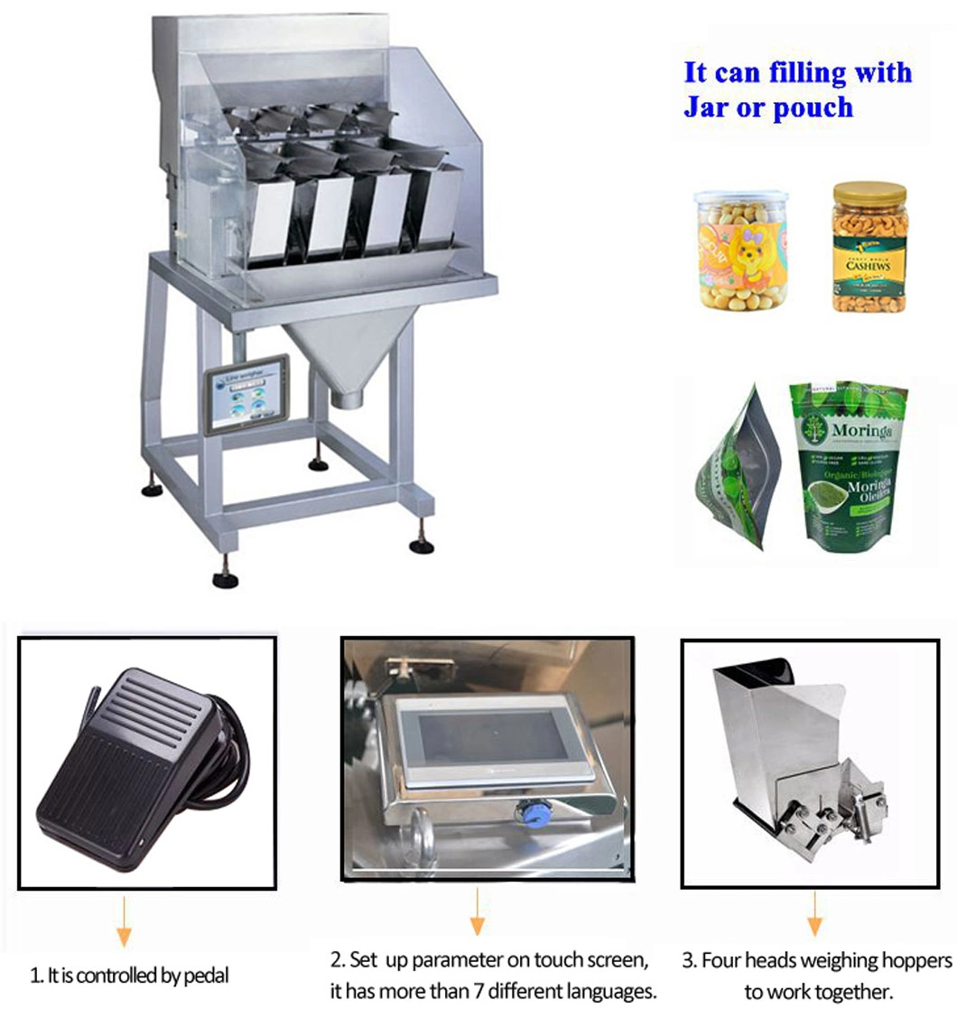 Weighing Filling Mixing Small Granule Dried Fruit Cashew Almond Nut Candy Green Bean 2/4 Head Linear Weigher Packing Machine